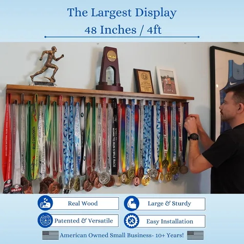 Vista 7 de Estante para medallas de 4 pies - Colgador de medallas Premier, estante expositor y estante para trofeos para gimnasia, fútbol, baloncesto, fútbol