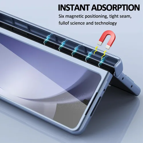 Vista 3 de Funda para Samsung Galaxy Z Fold 5 con soporte para S Pen y S Pen, protección creativa de dos bisagras y protector de pantalla frontal, funda