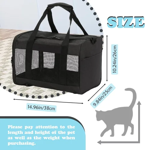 Vista 2 de Transportador de viaje para gatos, de lados suaves, ventilado, transpirable, plegable, transportador suave aprobado por aerolíneas para perros