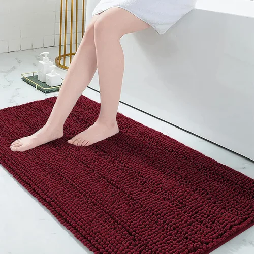 Vista 24 de Grandaily Alfombras de baño de felpilla a rayas de 24 x 16 pulgadas, extra gruesas y suaves, absorbentes, parte trasera de goma, alfombra de ducha