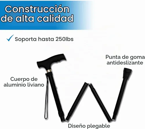 Vista 4 de RMS Bastón Plegable - Bastón de Caminar Plegable con Altura Ajustable - Plegable y Ligero - Mango Ergonómico Suave para Agarre Cómodo - Bastón