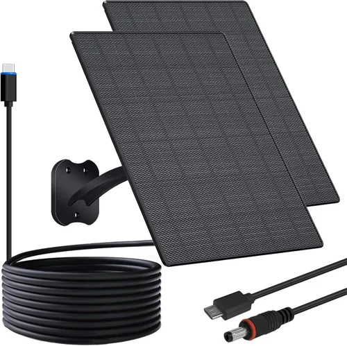 Vista 10 de FUTUREZEN Panel Solar para Cámara de Seguridad, Cargador Solar de 10W con DC 5.5x2.1mm, Puerto USB-C y Micro USB, Resistente al Agua IP66, Montura