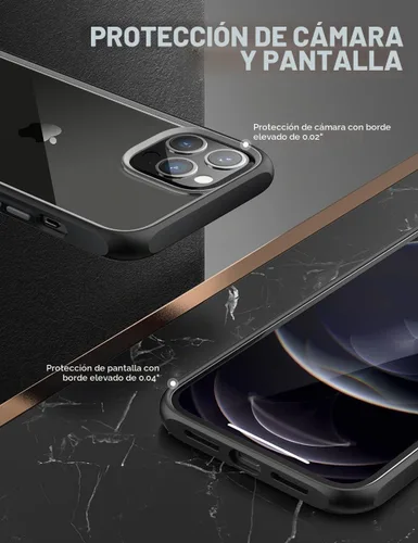 Vista 4 de Funda protectora híbrida SUPCASE, premium, transparente, para iPhone 13 Pro (de 2021), 6.1 pulgadas, estilo de uso rudo (color negro)