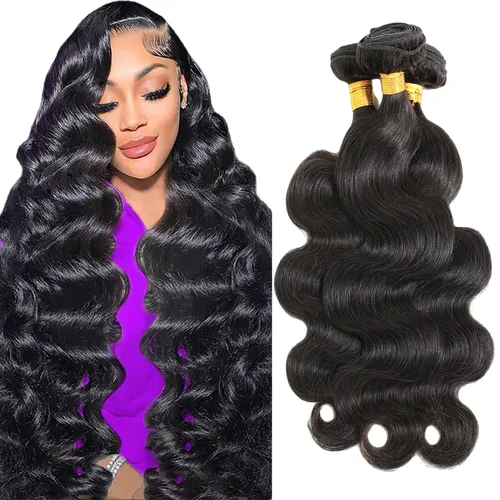 Vista 9 de CSCHS Manojos de cabello humano 12A de 22, 24, 26 pulgadas, mechones de cabello humano ondulado 100% sin procesar, extensiones de cabello virgen
