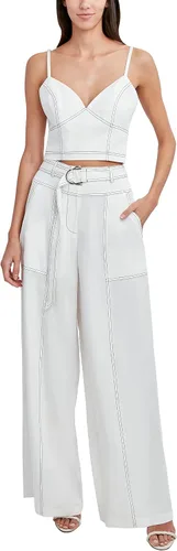 Vista 4 de BCBGMAXAZRIA Pantalón relajado de pierna ancha con bolsillo para mujer