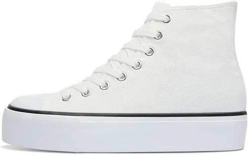 Vista 7 de ALTOCIS Women's Comfortable Platform High Top Sneakers, Casual Mid Top Sneaker for Women, Cute Faux Suede Fashion Sneakers, Classic Lace Up Walking