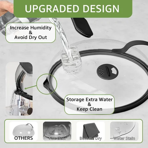 Vista 7 de Cubierta contra salpicaduras de microondas con vaporizador de agua para alimentos, protector de salpicaduras de microondas de vapor de 10 pulgadas