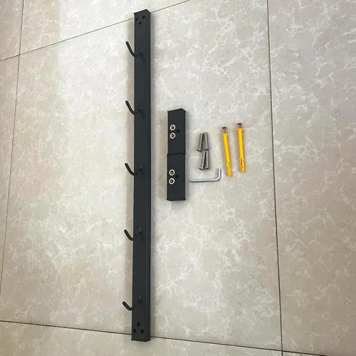 Vista 6 de BLUSLM Organizador de Barra de Jalones Montado en Pared con Ganchos, Estante de Almacenamiento para Gimnasio en Casa para Accesorios de Jalones
