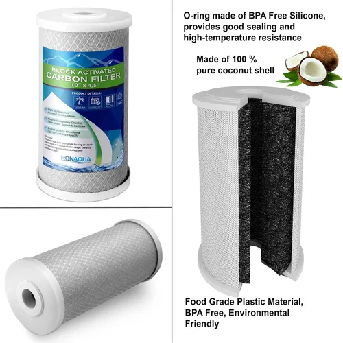 Vista 9 de Sistema purificador de filtro de agua transparente de alta capacidad de 10 x 4.5 pulgadas para toda la casa con botón de alivio de presión, puerto