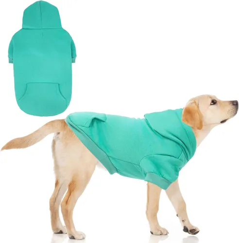 Vista 18 de KOOLTAIL Sudadera básica con capucha para perro, suave y cálida, con agujero para correa y con bolsillo, abrigo de invierno para perros, ropa