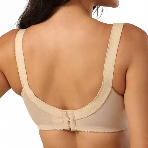 Vista 3 de TELIMUSSTO Sujetador de encaje floral para mujer, talla grande, sujeción firme, sin alambre, sin relleno, cobertura completa, minimizador