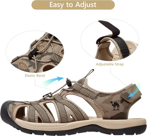 Vista 2 de CAMELSPORTS Sandalias de senderismo para hombre, puntera cerrada, sandalias de playa al aire libre, impermeables, deportivas para pescador, zapatos