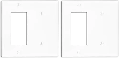 Vista 7 de Leviton Decora/ICFT - Placa de pared para combinación de dispositivos de 2 unidades, 1 blanco, tamaño estándar, 80708