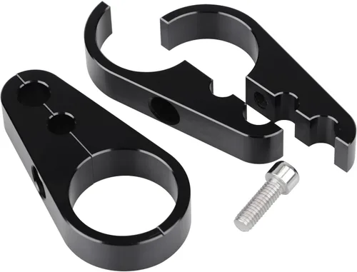 Vista 3 de Manillar negro con marco de 1-1/4 pulgadas, abrazadera de cable de doble orificio, freno de embrague para Harley Road King Electra Road Glide