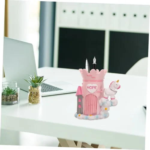 Vista 8 de Ciieeo Lindo soporte para bolígrafos para escritorio, organizador de resina, caja de almacenamiento elegante decoración de escritorio para niños
