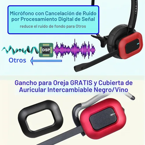 Vista 4 de INNOTALK Auriculares inalámbricos compatibles con Poly Polycom VVX300, VVX310, VVX400, VVX410 y cualquier modelo VVX con paquete de cable