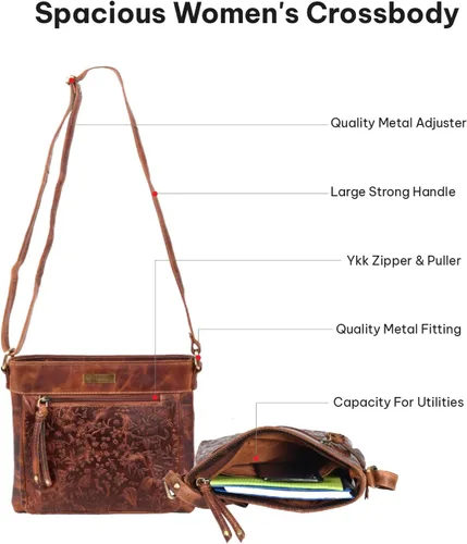 Vista 4 de VALENCHI Women's Crossbody Handbags - Premium Leather Bags for Women - Everyday Purse with Adjustable Strap - Ladies Bag