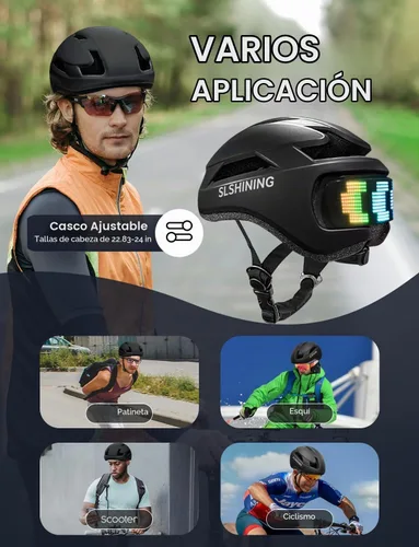 Vista 7 de Casco de bicicleta con luz – Casco de bicicleta con pantalla LED DIY para scooter, bicicleta, monopatín – Casco de pantalla LED con patrones Negro