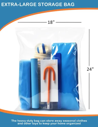 Vista 2 de Paquete de 12 bolsas de plástico grandes para almacenamiento, bolsas transparentes para congelador de 5 galones de 18 x 24 pulgadas, bolsas