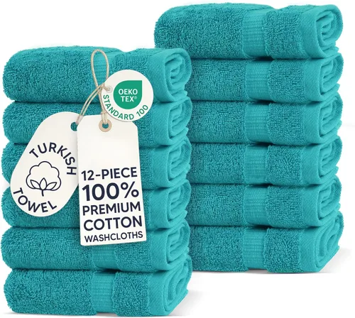 Vista 123 de Chakir Turkish Linens - Toallas turcas de 100% algodón, suaves y absorbentes (juego de 3 toallas personalizables, color aguamarina)