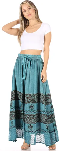 Vista 5 de Sakkas Sandra - Falda larga estilo gitana para mujer, estilo bohemio, cintura elástica y bolsillos