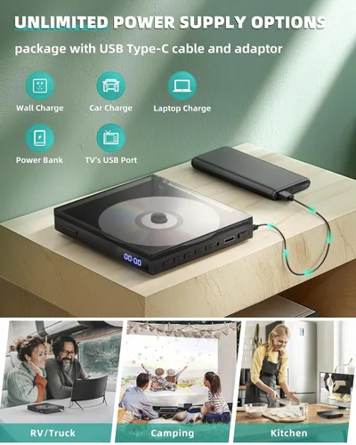 Vista 7 de Mini reproductores de DVD HD 1080P para TV, reproductor de DVD gratuito de toda la región, compatible con HDMI/RCA/USB/AUX, reproducción de memoria