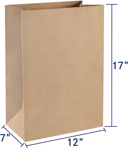 Vista 6 de BagDream Bolsas de comestibles de 12 x 7 x 17 pulgadas, 100 bolsas de papel kraft marrón resistente, bolsas de papel reciclable duraderas