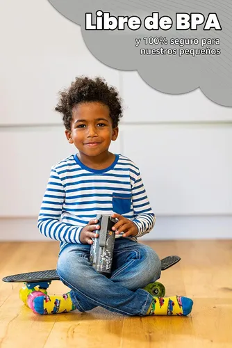 Vista 3 de Jarlson® CHARLI - Botella de agua para niños [12 onzas], botella térmica de acero inoxidable con pajilla, botella de agua aislada a prueba