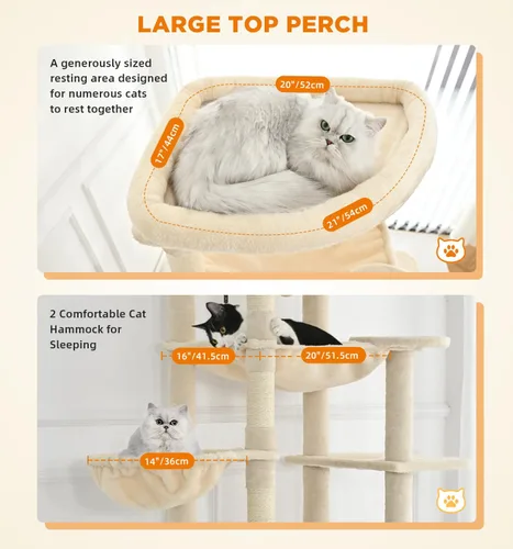 Vista 5 de Made4Pets - Árbol alto para gatos, torre de árbol de gato de 71 pulgadas para gatos de interior grande y adulto, torre de felpa de varios niveles