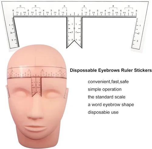 Vista 2 de 50 plantillas desechables de regla de cejas con forma de cejas para Microblading Maquillaje permanente tatuaje diseño de cejas regla de mapeo