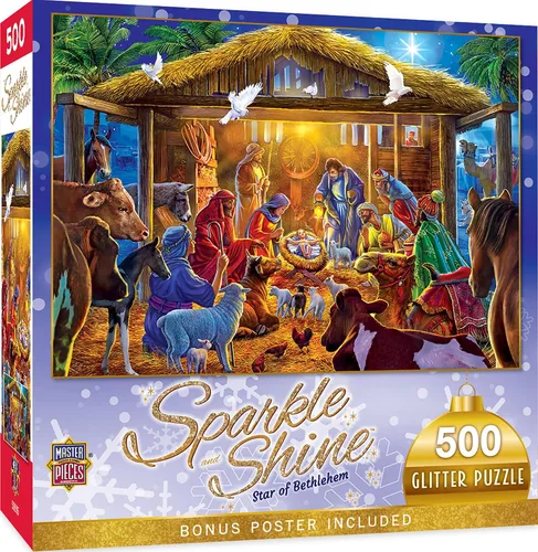 Vista 8 de MasterPieces Rompecabezas de 500 piezas con purpurina - Santa's Depot - 15 x 21 pulgadas