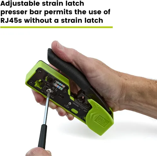 Vista 12 de trueCABLE - Herramienta de crimpado para paso a través de RJ45, crimpadora Ethernet todo en uno, cortador, pelacarga, funciona con conectores