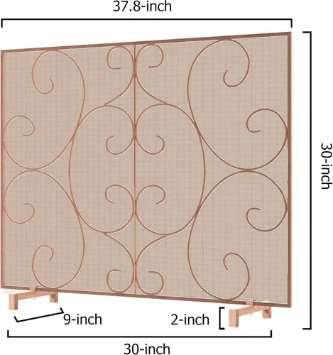 Vista 4 de Kingson Panel individual decorativo plano para chimenea, cubierta sola hecha a mano, malla de metal duradera, resistente al calor, malla de Bronce