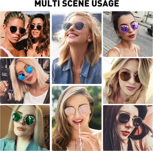 Vista 2 de Fozono Retro Round Polarized Sunglasses for Women Men Classic Metal Frame Small Sun Glasses UV Protection