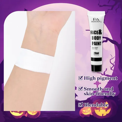 Vista 3 de Pintura blanca para el cuerpo de la cara, pintura corporal a base Blanco
