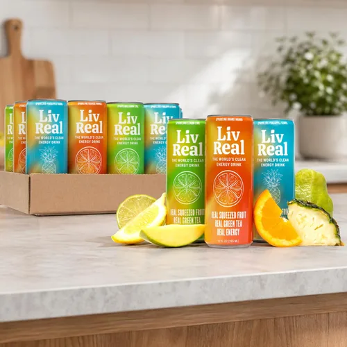 Vista 9 de LivReal Clean Energy Drink – Té Verde Orgánico Cafeína 125mg + L-Teanina 100mg – Fruta Real, Sin Edulcorantes ni Saborizantes – Vitamina C