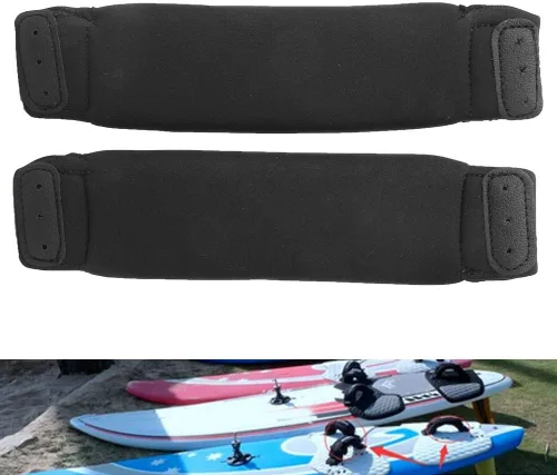Vista 4 de Correas de pie para kiteboard, correas de pie de kiteboard, correa de pie de surf, negro sólido firme para kiteboard surf, kitesurf, tabla de surf