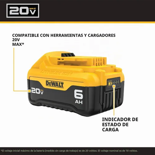 Vista 3 de DeWalt DCB206-2 20V máx 6.0Ah batería de ion de litio, 2