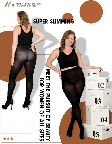 Vista 7 de DancMolly Medias de nailon semiopacas de cintura alta para mujer, con control superior