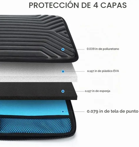 Vista 2 de DOMISO Funda protectora para laptop de 14 pulgadas, a prueba de golpes, impermeable, con asa para MacBook, Dell XPS, HP, Lenovo, ASUS, color negro