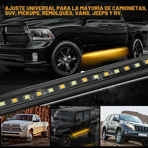 Vista 7 de SOCAL-LED LIGHTING Tira de luz LED para estribo de camión DRL, patada lateral conmutada de 60" (150cm) 12V, luces de giro intermitentes secuenciales