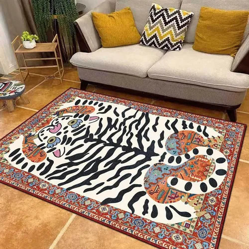 Vista 30 de Alfombra vintage de estilo bohemio con diseño de tigre para puerta de baño, 2 x 3 pies, alfombra pequeña para dormitorio, lavable, tapete de tigre