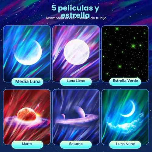 Vista 3 de Proyector de luces del norte, proyector de galaxias con más de 300 efectos de luz, máquina de sonido de efectos de luz, proyector de estrellas LED