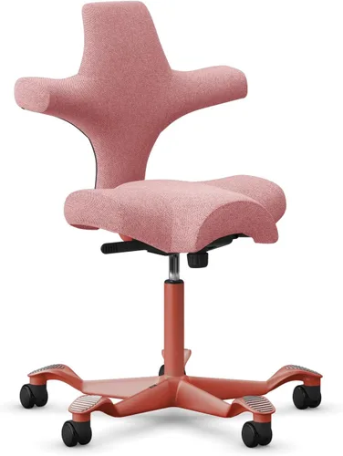 Vista 57 de HAG Capisco Sit to Stand - Silla de pie con marco blanco, tapizado, color rosa rubor Pink Blush
