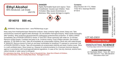 Vista 4 de The Curated Chemical Collection - Alcohol etílico desnaturalizado de grado laboratorio, 95 %, 16.9 fl oz, no debe usarse en el cuerpo o la piel