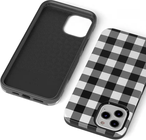 Vista 7 de Casely Funda para iPhone 12 Pro Max Compatible con MagSafe Check Me Out Funda a cuadros de tablero de ajedrez