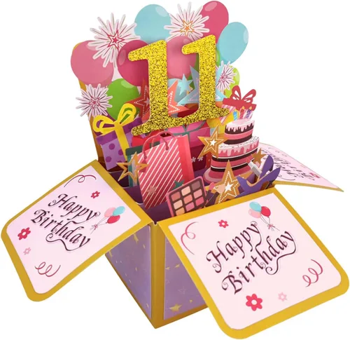 Vista 7 de Asmallgf Tarjeta Emergente Feliz 10 Cumpleaños para Hija Sobrina, Mejor Regalo de Cumpleaños para Niña Niño de 10 Años, Dulces Decoraciones