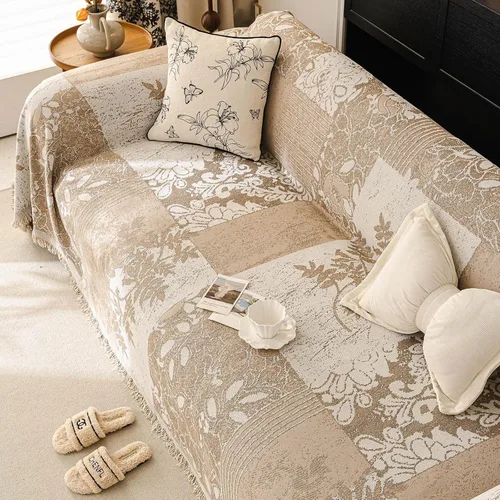 Vista 29 de HANDONTIME Funda para sofá para perros lavable con estampado floral de pájaros para sofás y sillones, funda de sofá negra con flores de jacquard