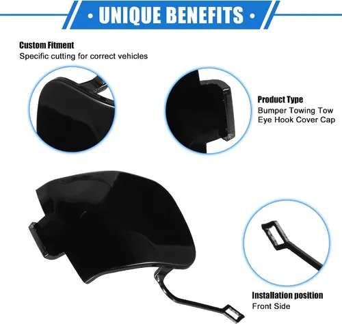 Vista 3 de Tapa de gancho de remolque de automóvil compatible con Mini Cooper 2014-2018, parachoques delantero negro de plástico duradero