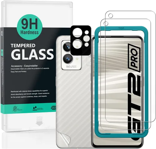 Vista 8 de Ibywind Protector de pantalla para Realme GT Neo 3T/GT Neo 2/GT 2 (5G), con 2 piezas de vidrio templado, 1 protector de lente de cámara, 1 película